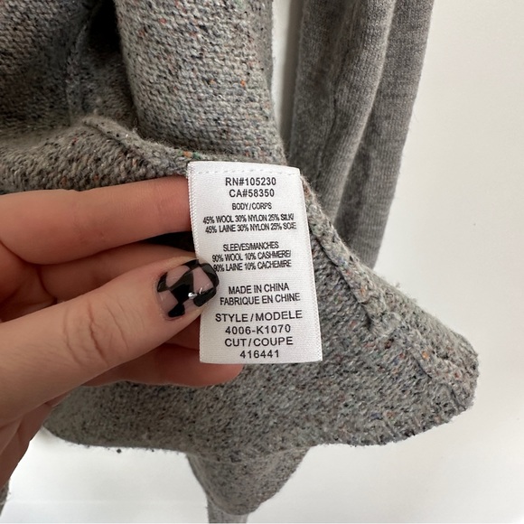 Joie • Gray Speckled Waterfall Marled Wool Cardigan Sweater - Picture 11 of 11